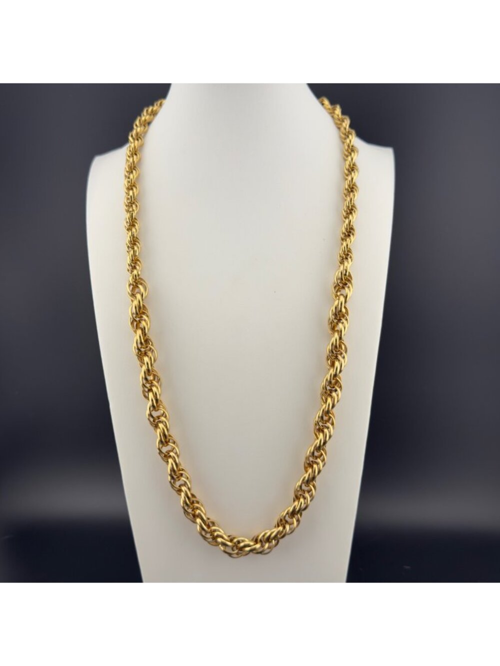 Gold Rope Chain Necklace Graduated Thick Retro Classic 22"